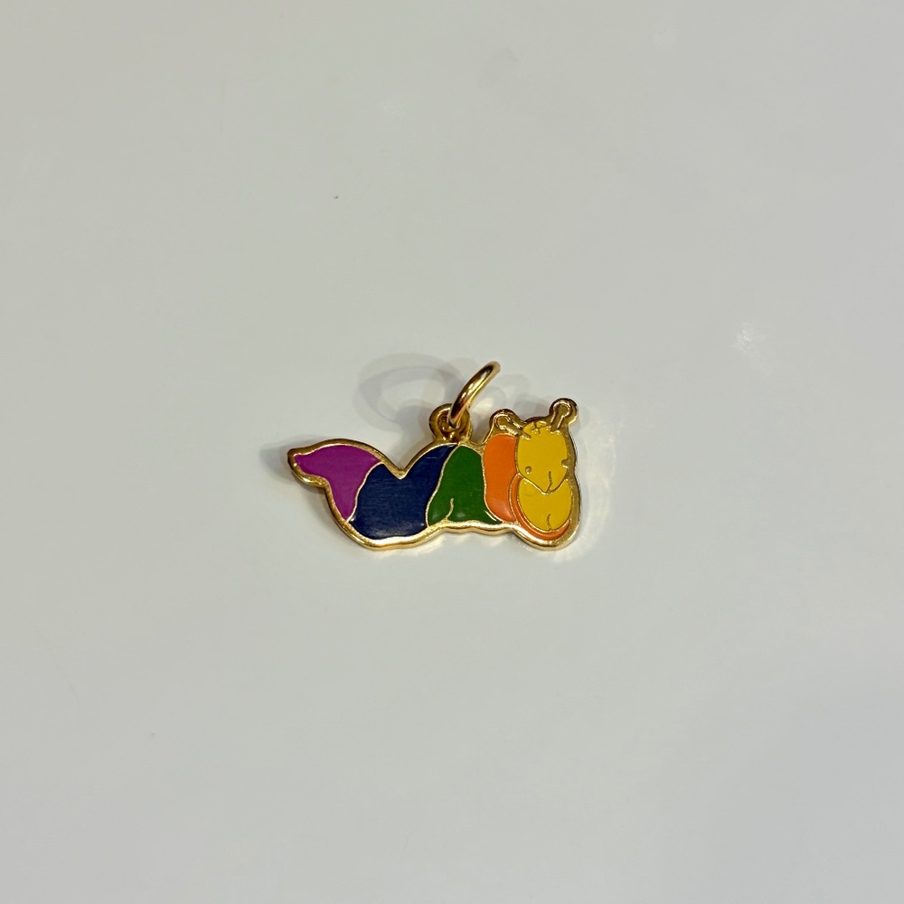 Ty Beanie Baby Vintage 90s Rainbow Worm Necklace Charm